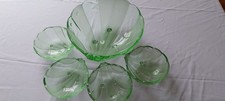 Walther & Sohne Art Deco Vaseline Glass Salad & Serving Bowls C1930