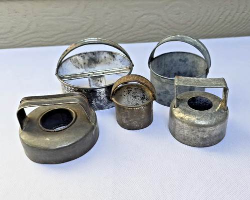 Vintage lot primitive tin - lot, of
