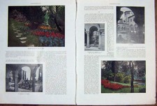 Original Old Vintage Print Alpes Map Ski Skiing Paris Buildings French 1932