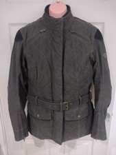 TRIUMPH WOMENS BELGRAVE MOTORBIKE JACKET DARK GREEN SIZE SMALL ARMOURED TEXTILE