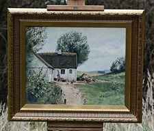 Niels Walseth (1914-2001) Country Landscape With Woman, Oil On Canvas Painting