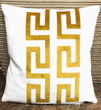 Greek border/key White & Gold 2 middle Border/key decorative pillow throw Covers