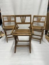 3 Vintage Mid Century Czech LIGNA Childrens Folding Wooden Garden Chairs
