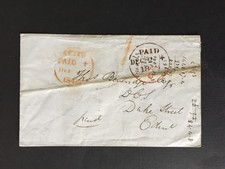 GB 1848 CIRC. PAID CODE C MARK (COLOUR?) + 1 (d) PAID MARK ON COVER TO EDINBURGH
