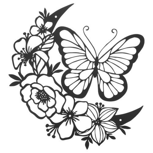 Black iron flower butterflies - black,