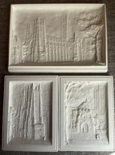 3x RARE Osborne Deltic Rectangle UNPAINTED Art Plaques CANTERBURY CATHEDRAL