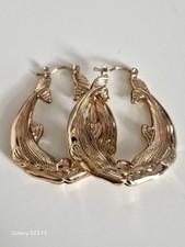 NEW.  Large Gold Plated Creole Hoop Earrings.  1.75 Inch X 1.5 Inch