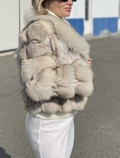 🚨 urgent Sell Womens Winter Real Blue Fox Fur Short Coat Natural Warm Jackets