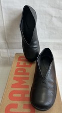 Camper Black Leather SPIRAL COMET Slip -Ons Brogue Flat Shoes 39/6