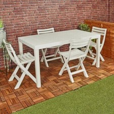 White Plastic Large Table & 4