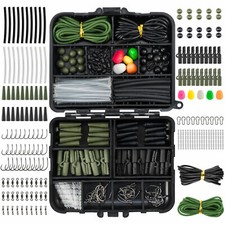 278PCS Carp Fishing Tackle Kit Swivels Box Set Hooks Safety Clips Tubing Job Rig
