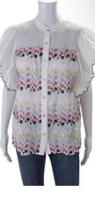 Boho Chic S Floral Embroidered Eyelet Blouse Smocked Flutter Sleeve Boho Top