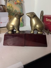 Pair Of Vintage Brass Bear