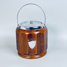 VINTAGE ICE BUCKET OAK WOOD