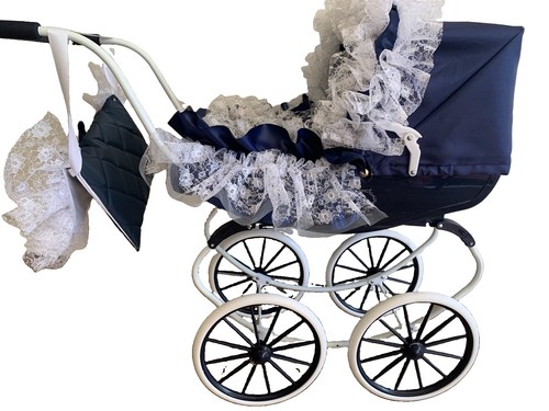 Ultra frilly navy dolls pram - ultra,
