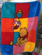 RARE Vintage Disney Winnie The Pooh rug-blanket By Manterol 95cm X 65 cm, Xmas 