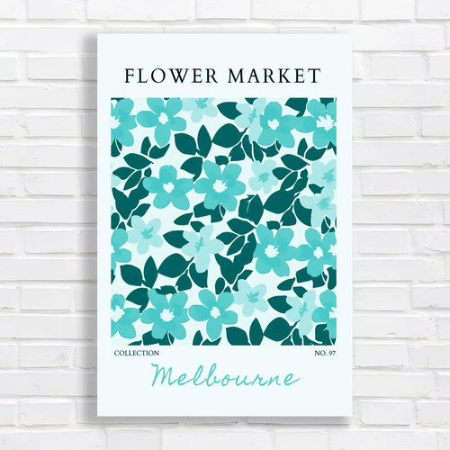 Vibrant floral teal canvas - teal,