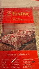 Catherine Lansfield Christmas Let It Snow Single Duvet Cover and Pillowcase Red 