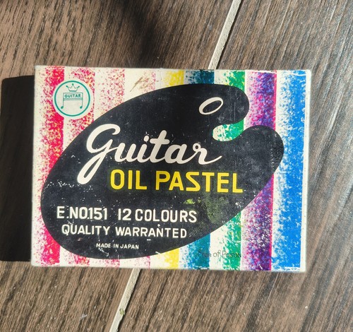 Vintage guitar oil pastels - vintage,