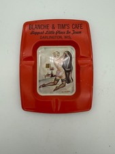 60'S Tin Pin-up Glamour Girl 4.5" Bar Ashtray, Wisconsin Vintage Risque