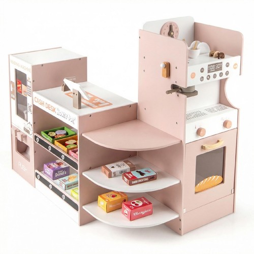 Wooden pretend play kitchen - wooden,