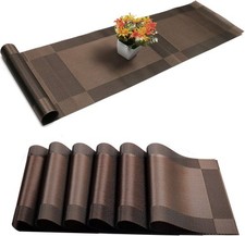Placemats with Table Runner Sets Place Mats, Woven Crossweave Placemat Vinyl Ki