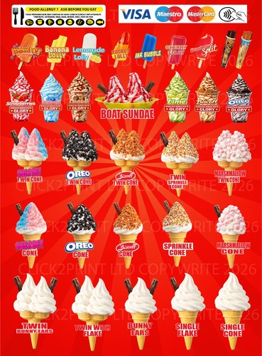 Soft serve ice - soft, menu