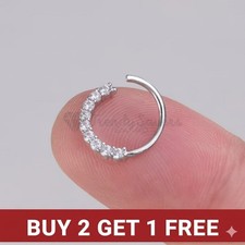 Sterling Silver Nose Ring Helix Crystal Diamante Hoop Ear Ring Tragus Piercing