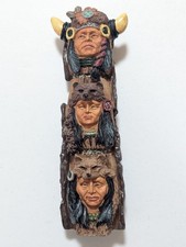 Native American Indian Totem Pole Statue Buffalo Bear & Fox