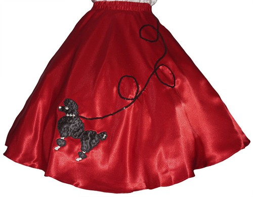 Red satin poodle - satin,