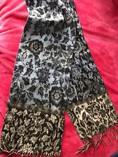 Scarf warm blue/black Tassels