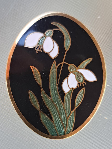Vintage cloisonne snowdrop - cloisonne,