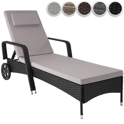 Aluminium rattan lounger - aluminium,