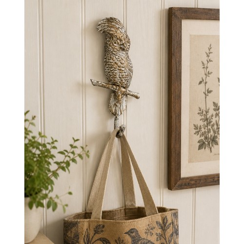 Cockatoo wall hook gold - cockatoo, white