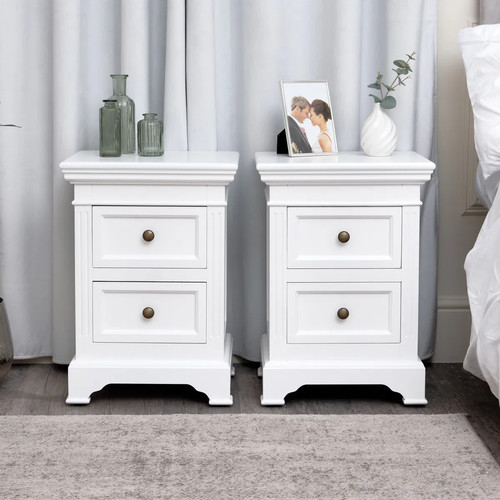 Pair white two drawer - pair,