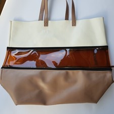 Carita Paris shoulder handbag leather acrylic window beach bag fashion 50cm