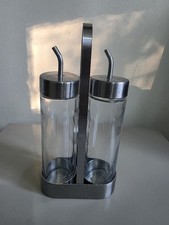 Set Of IKEA Stainless Steel Table Sauce Bottle With Holder