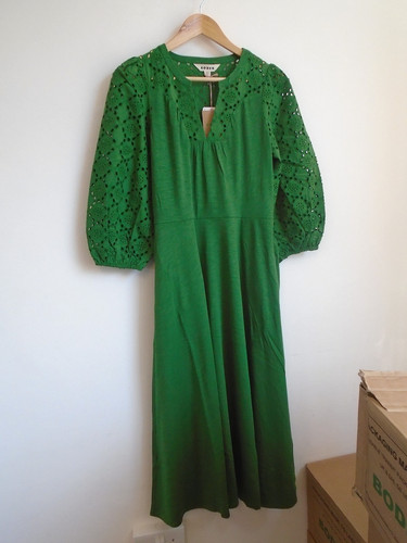Boden green broderie midi - green,