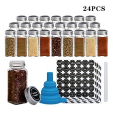 24pcs Spice Jars Square Glass
