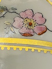 Poppy Roslyn Cake Plate Sandwich Antique HandPainted Pink White Gold Vtg Deco.