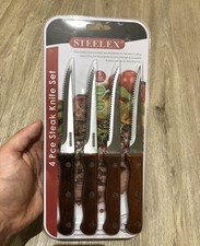 Premium wood handle long-life 4 Piece Dinner Steak Knives Set 