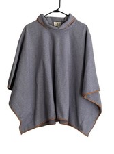 Tuckernuck Funnel Piper Poncho Leather Trim One Size - Slate Blue Women’s- NWT!!