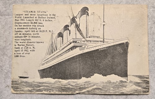 Original 1912 titanic postcard - original,