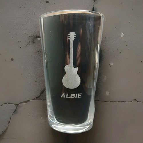 Personalised guitar pint glass - personalised,