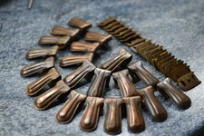 21 x Vintage Art Deco Copper Carpet Stair Runner Clips Grips With Mounts