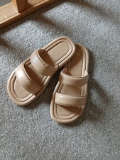 ZARA COMFY FLATS/SANDALS BEIGE SIZE 6.5 [40) NEW