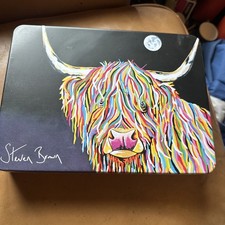 Bin Steven Brown Sweet Tin Empty Confectionery Highland Cow Heather McCoo Refd