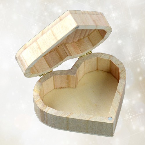 Wooden storage box heart - storage,
