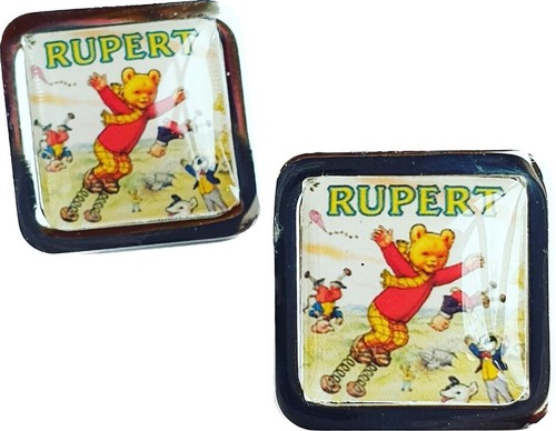 Handmade rupert bear cufflinks - handmade,