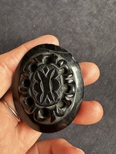 Victorian Carved Whitby Jet( Some Damage As Found)  Metal Brooch